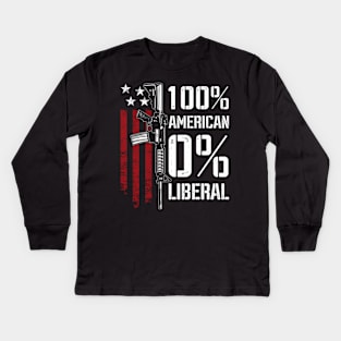 100 American 0 Liberal - Pro Gun - On Back Kids Long Sleeve T-Shirt